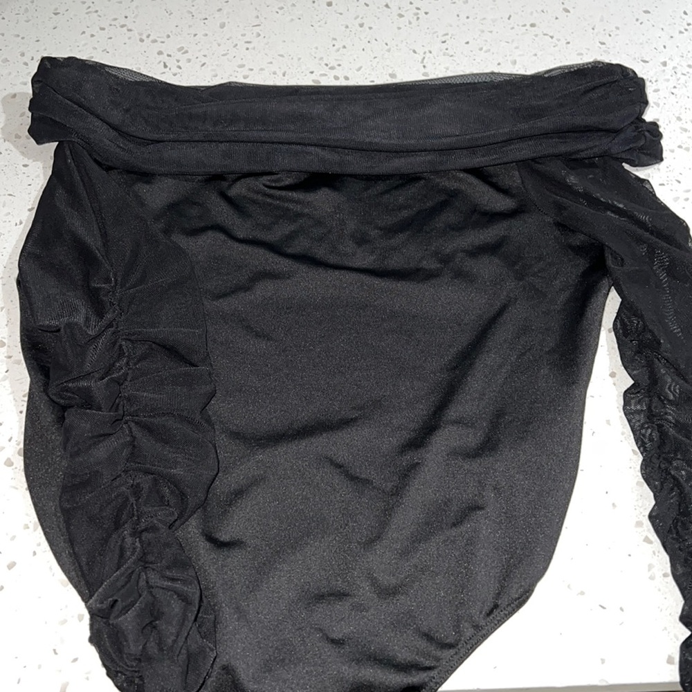 Mesh sleeve black bodysuit